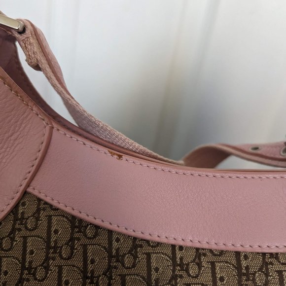 Vintage Dior Diorissimo Handbag with canvas beige and pink leather - Picture 2 of 16